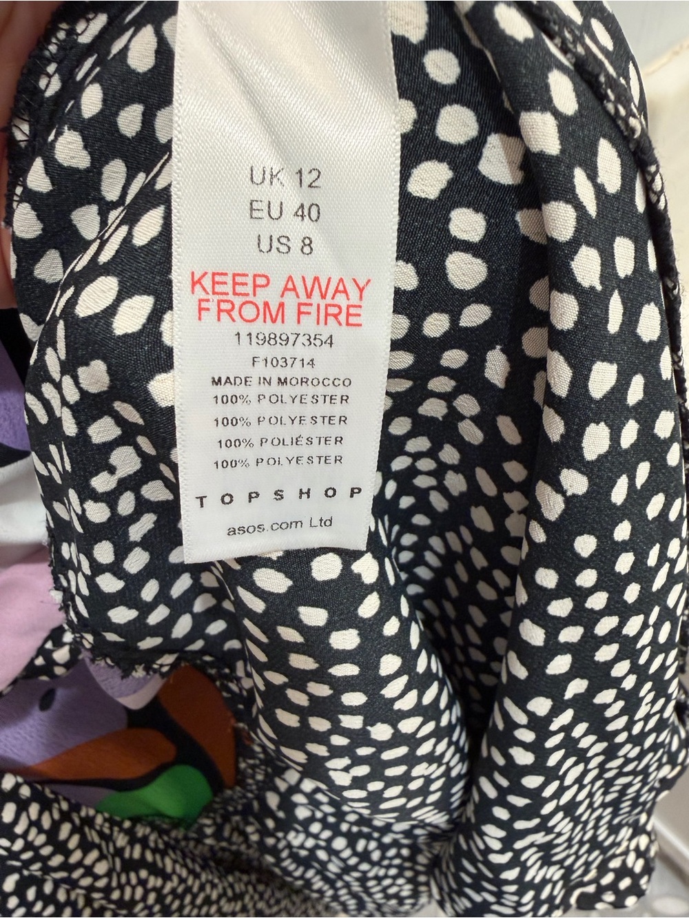 Sold Topshop Mixed Print Floral Polka Dot Midi Dress Multi-Color Flutter Sleeve - Picture 10 of 13